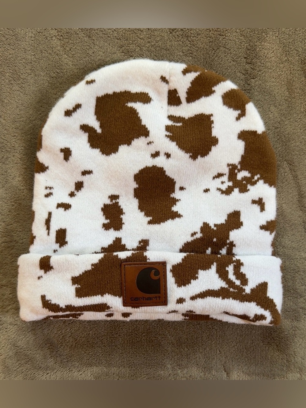 Carhartt Kids White & Brown Camo Knit Beanie